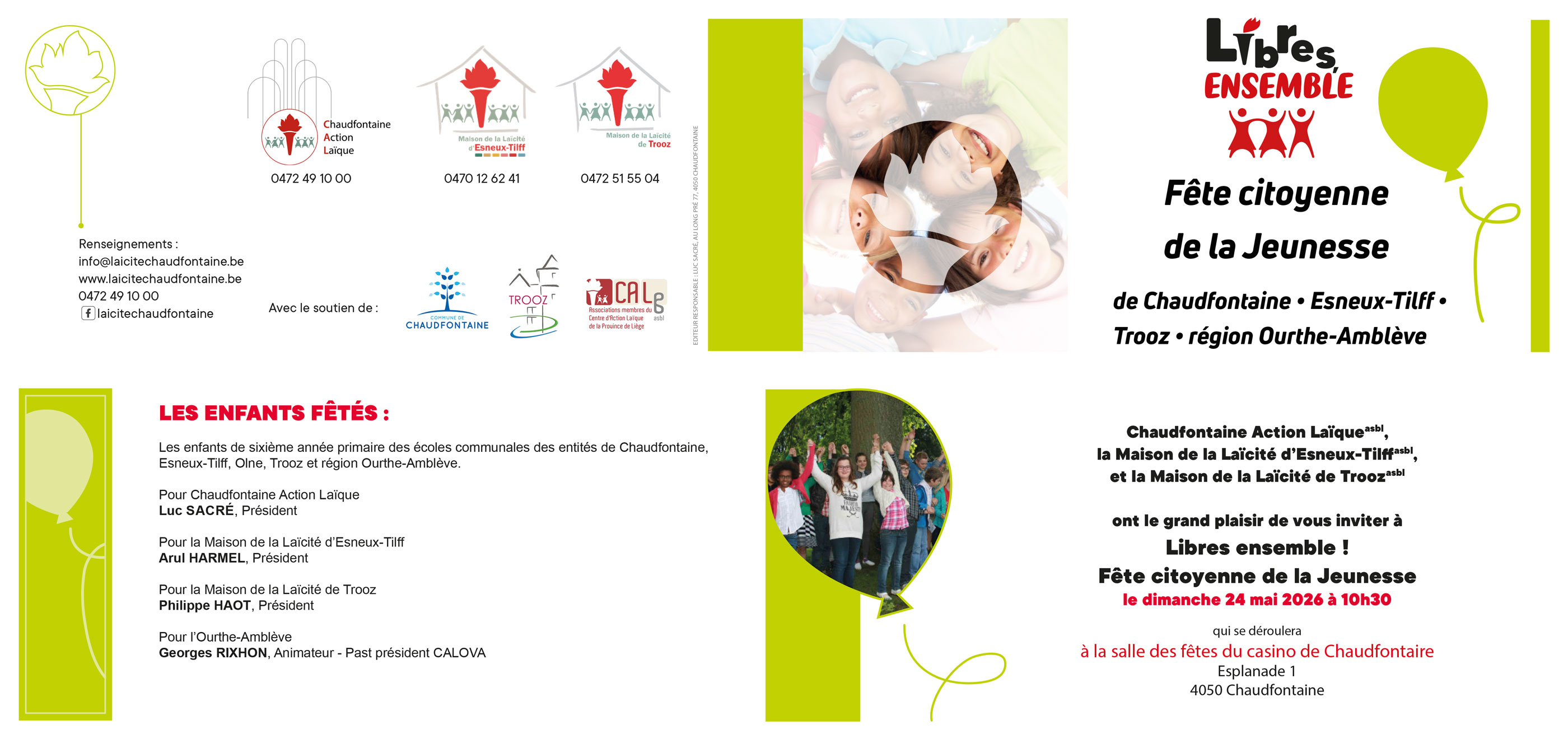 Invitation à la Fête laïque de la jeunesse 2026